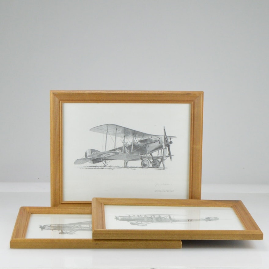 Signed Offset Lithographs of WWI Aircraft by Joe Demarco