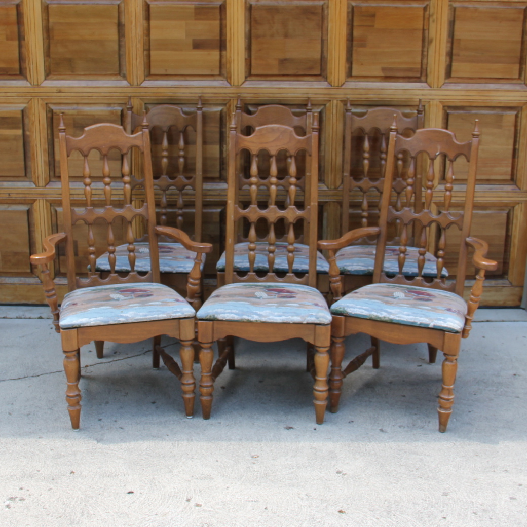 Vintage Spanish Revival Spindle Back Dining Chairs