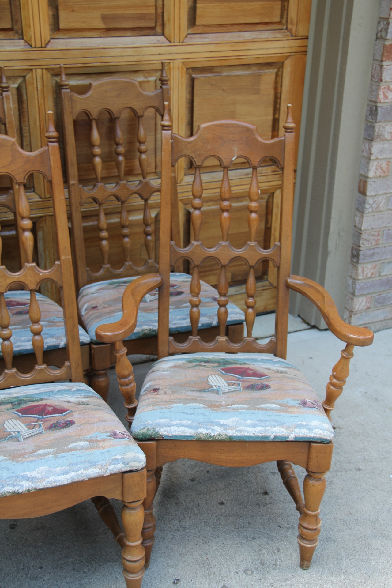 Vintage Spanish Revival Spindle Back Dining Chairs