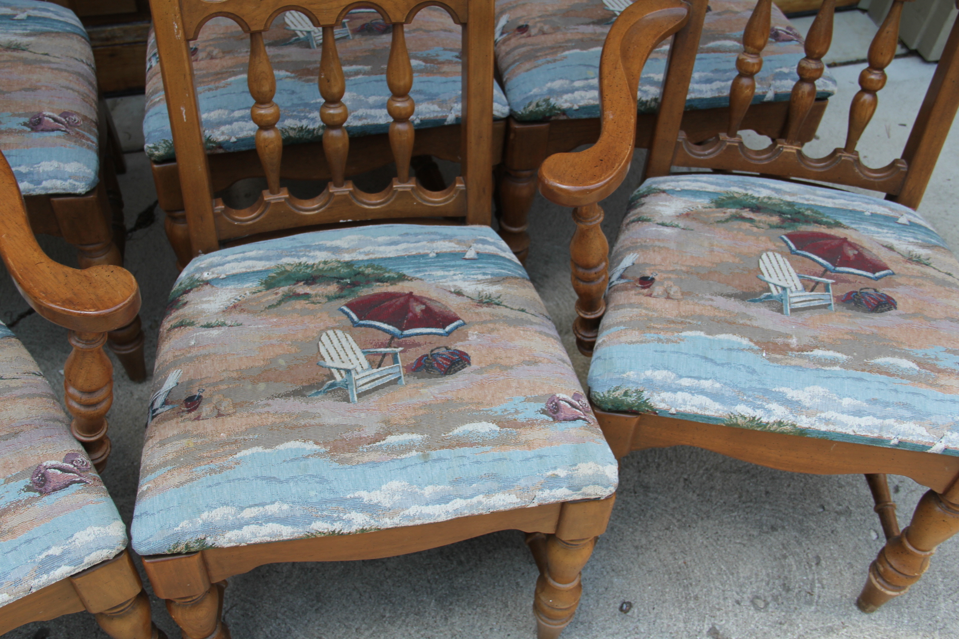 Vintage Spanish Revival Spindle Back Dining Chairs