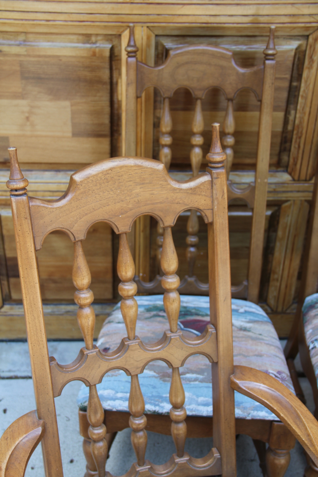 Vintage Spanish Revival Spindle Back Dining Chairs