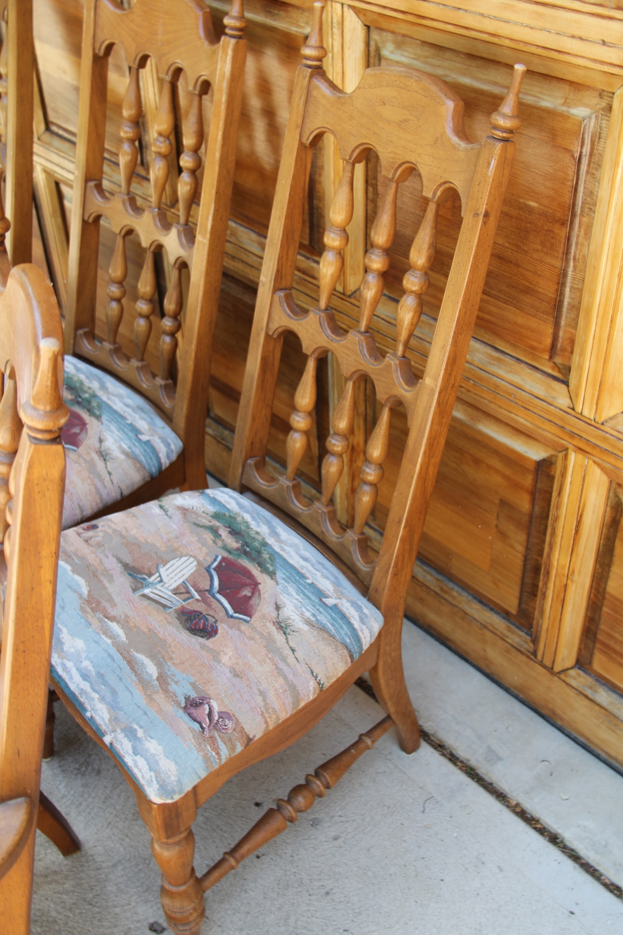 Vintage Spanish Revival Spindle Back Dining Chairs