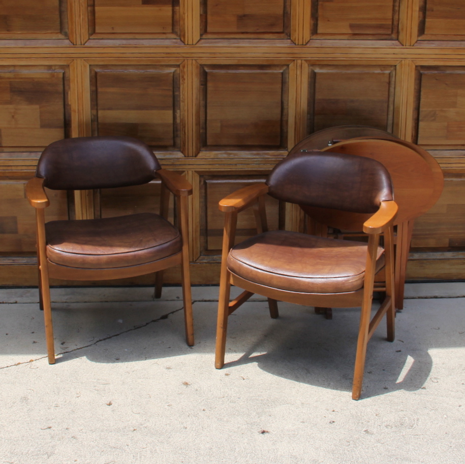 Vintage Maple Armchairs and Folding Trays