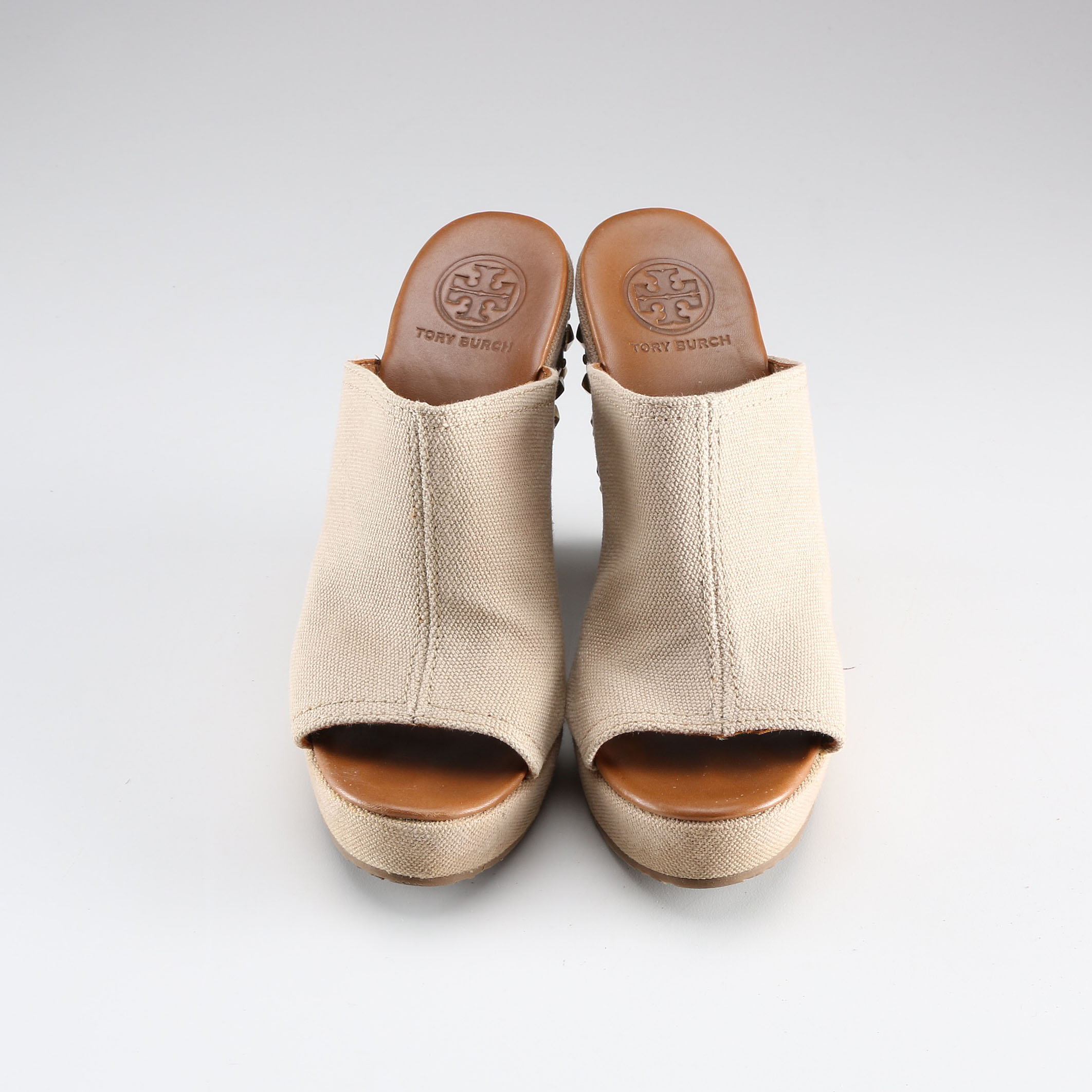 Tory Burch Khaki Meredith Canvas Wedge