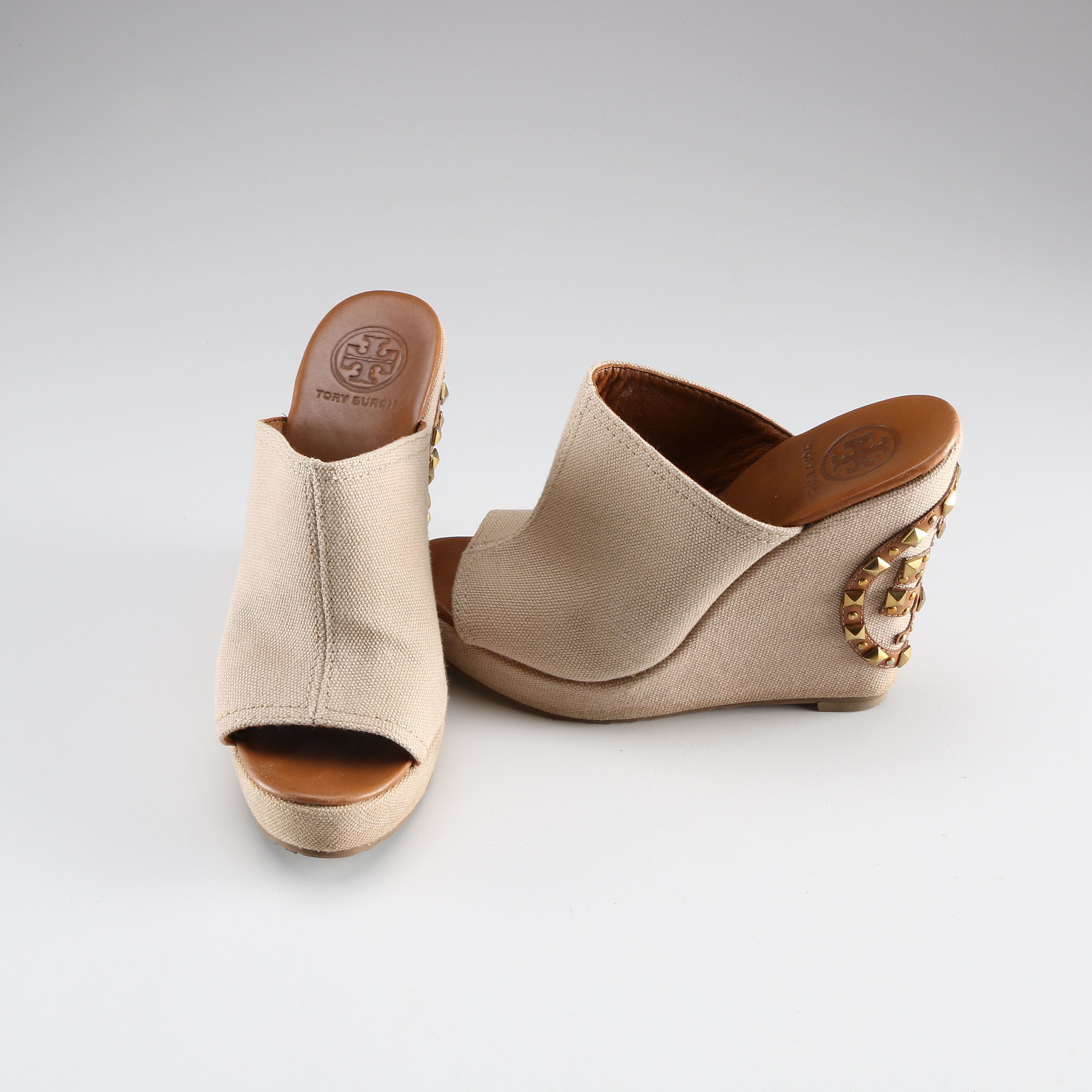 Tory Burch Khaki Meredith Canvas Wedge