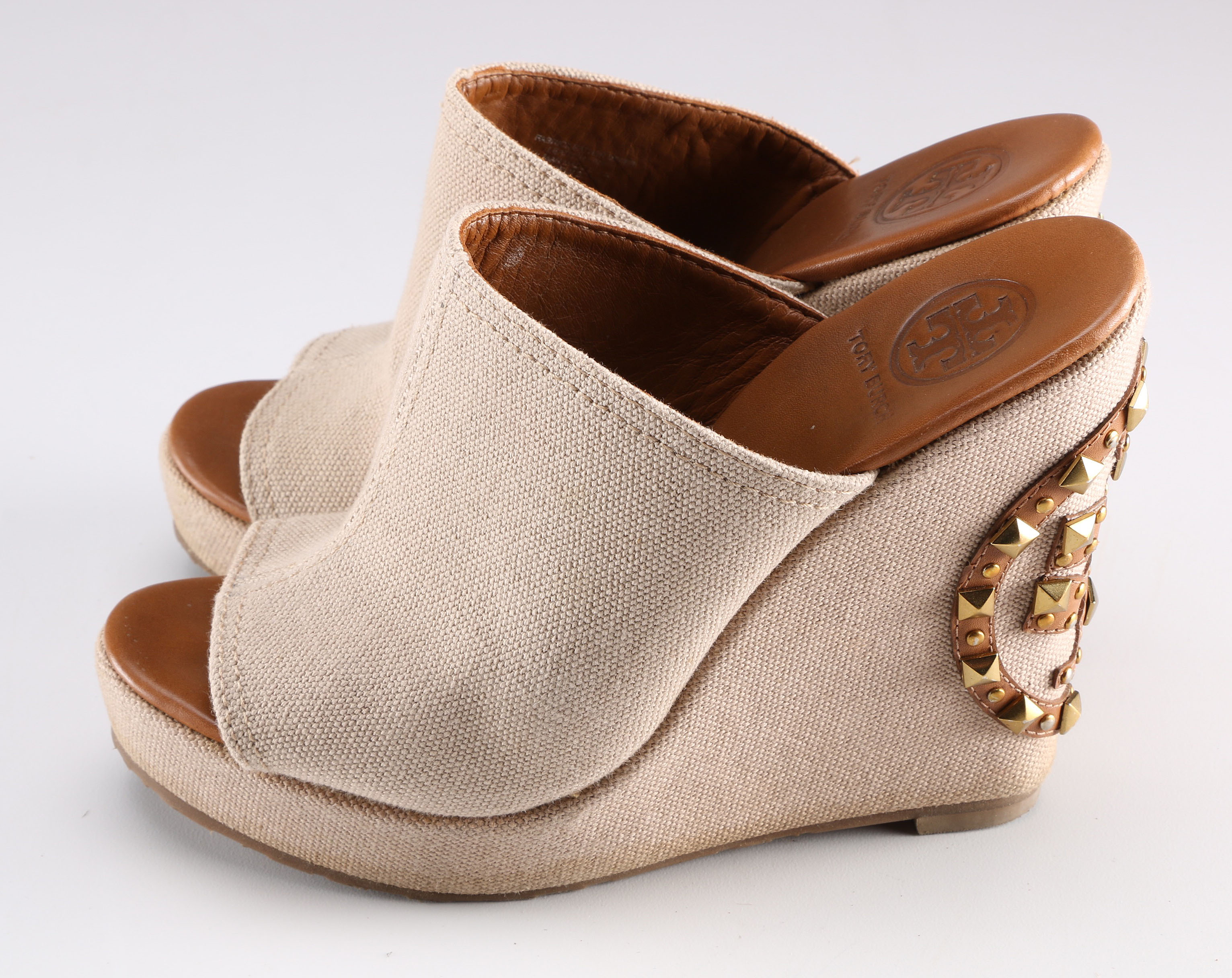 Tory Burch Khaki Meredith Canvas Wedge