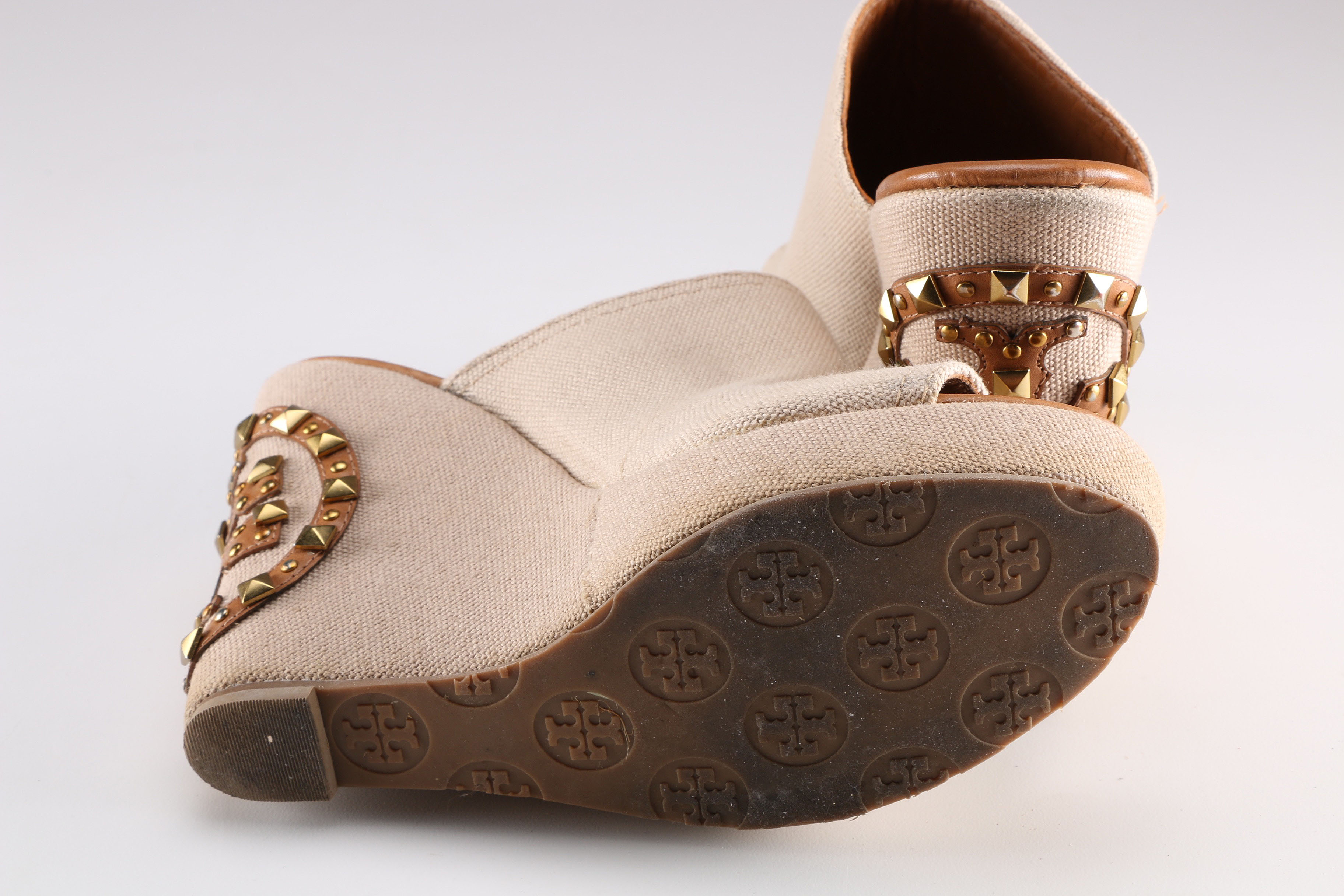Tory Burch Khaki Meredith Canvas Wedge