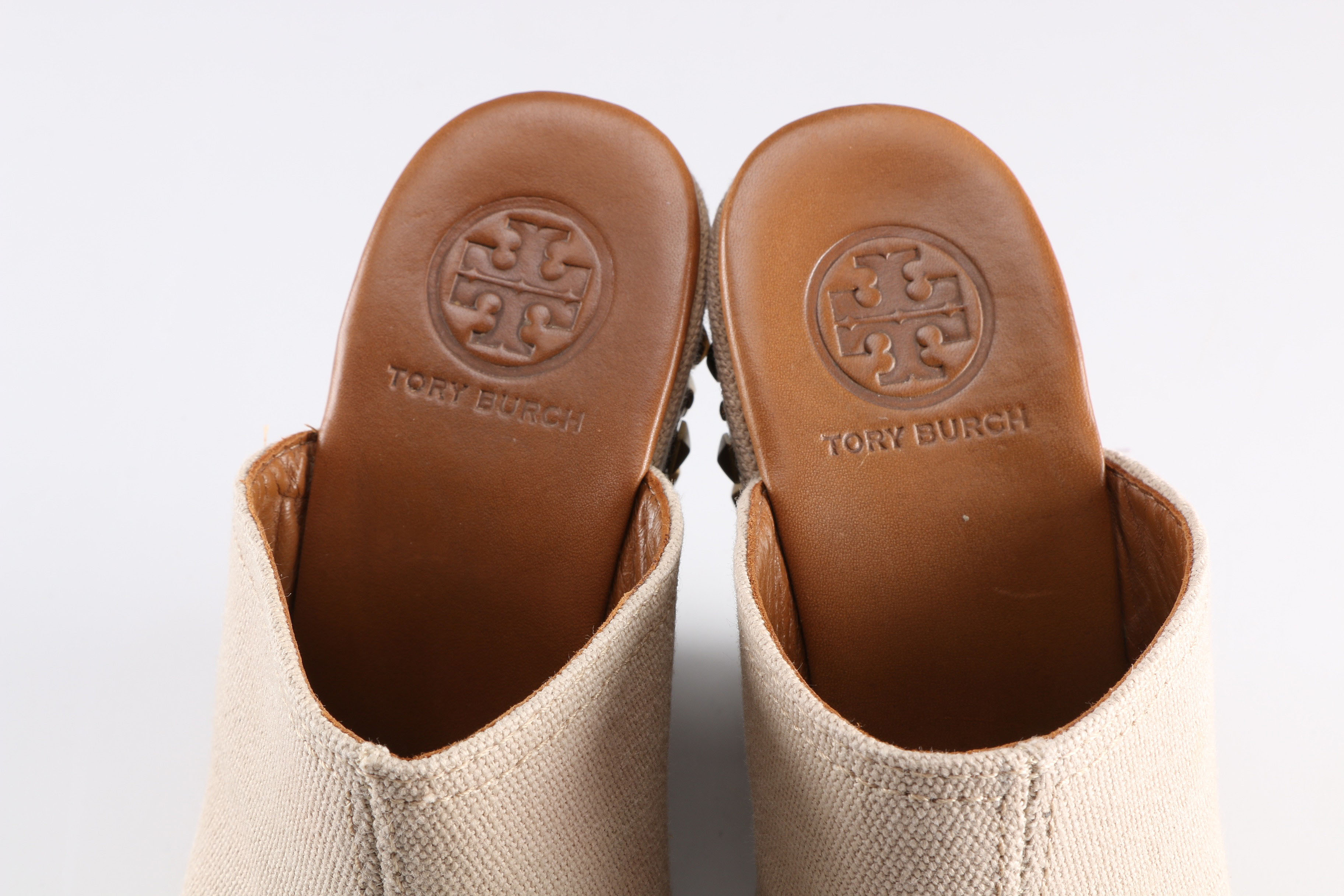 Tory Burch Khaki Meredith Canvas Wedge