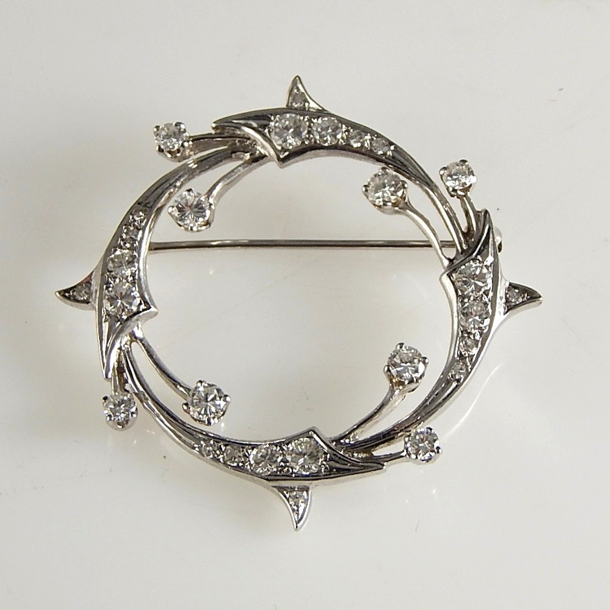 14K WG and Diamond Circle Brooch