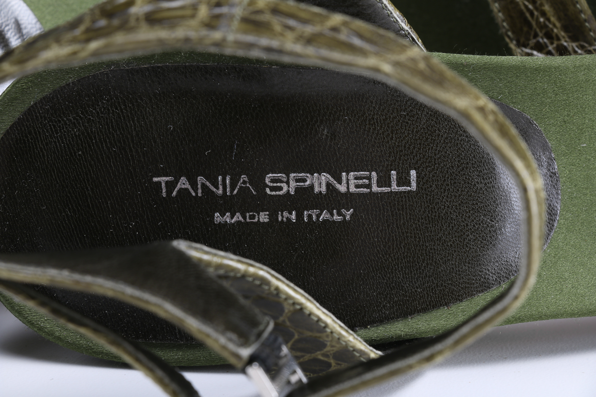 Tania Spinelli Olive Green Alligator Heels