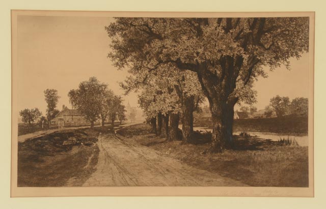 Ernest C. Rost Antique Drypoint Etching "The Old Elm Road"