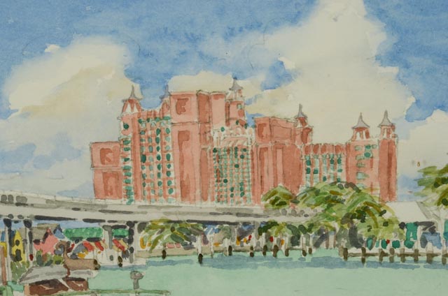 Richard Callingham Watercolor of Atlantis Paradise Island Resort
