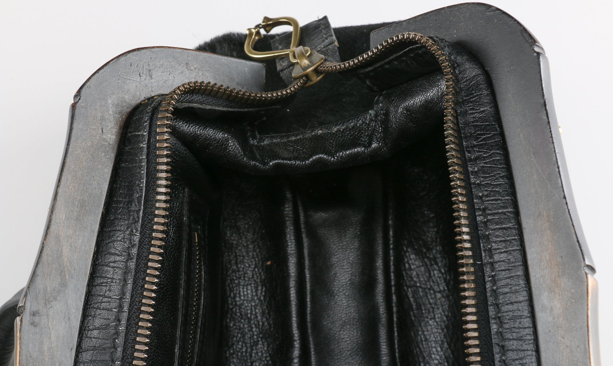 Gucci Black Calf Hair and Leather Handbag