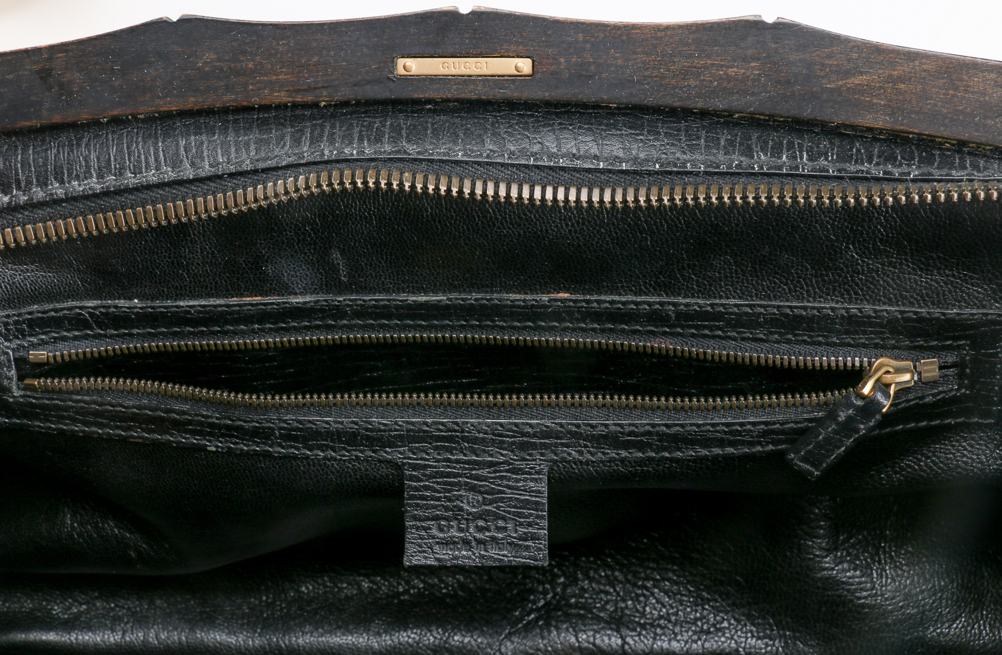 Gucci Black Calf Hair and Leather Handbag