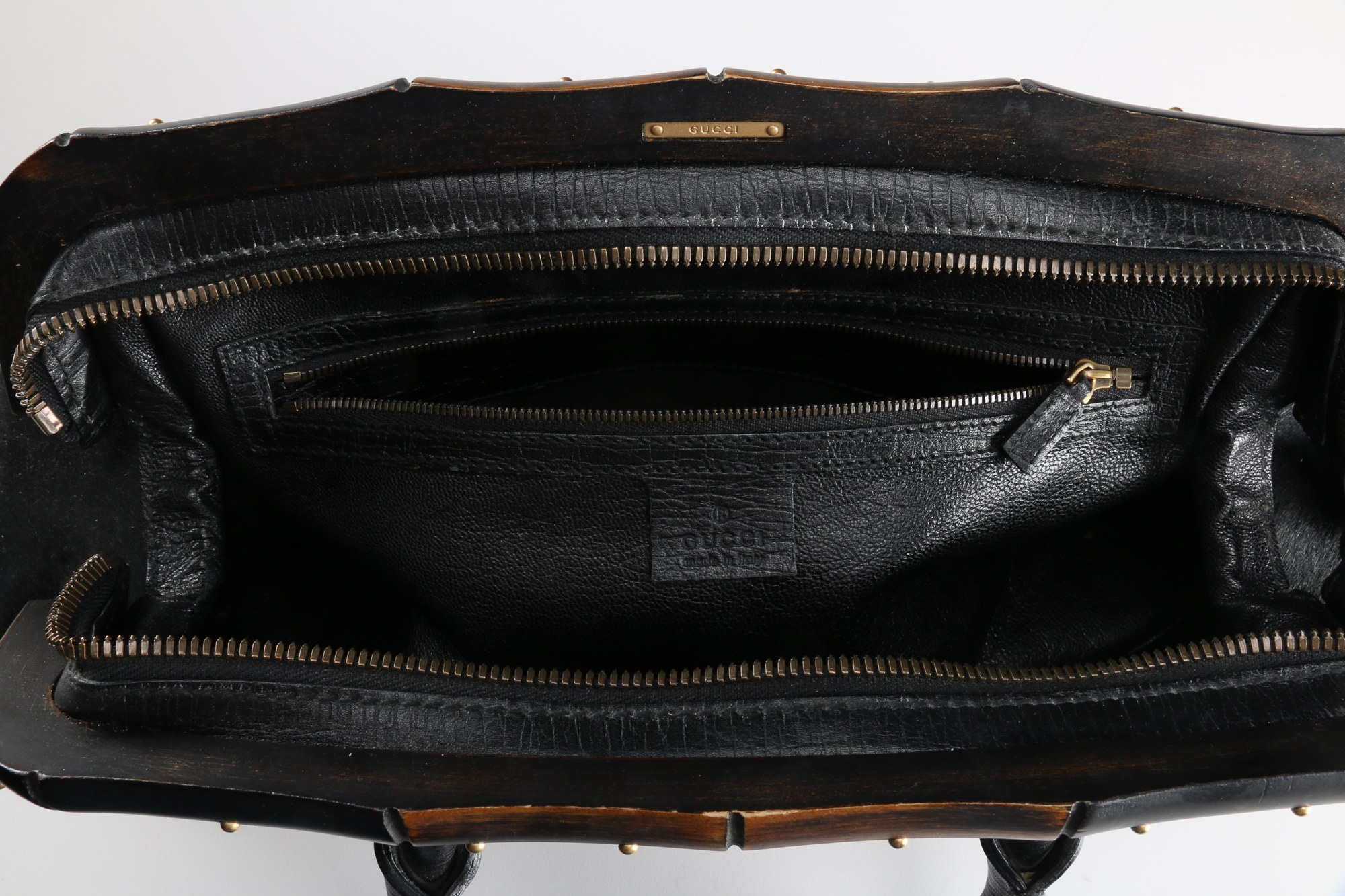 Gucci Black Calf Hair and Leather Handbag