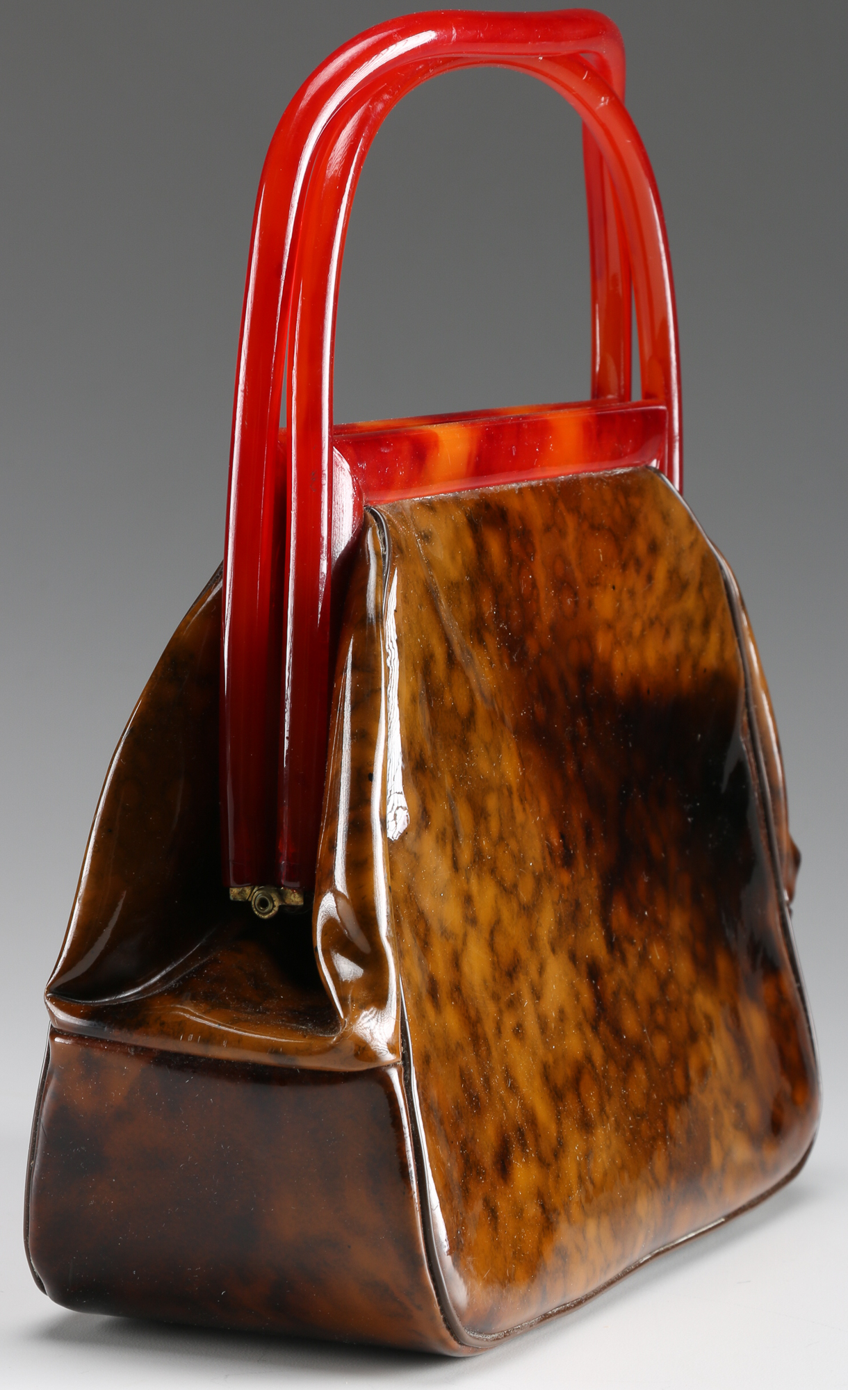 Vintage 1960s Etra Bakelite and Tortoiseshell Print Patent Bag