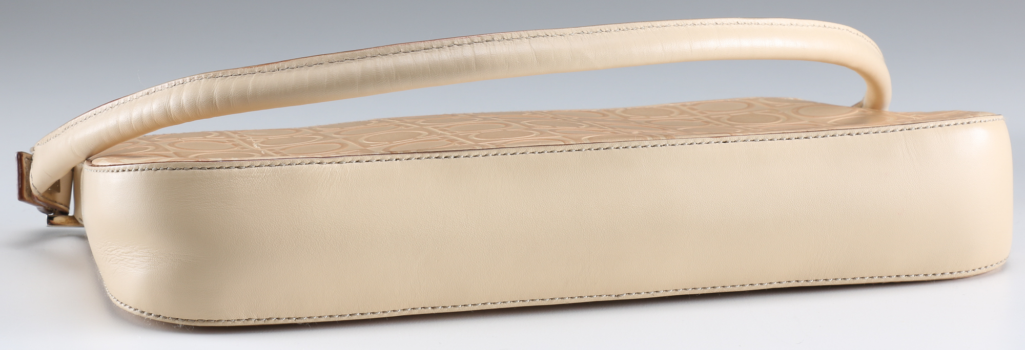 Salvatore Ferragamo Almond Leather Gancini Logo Baguette Bag