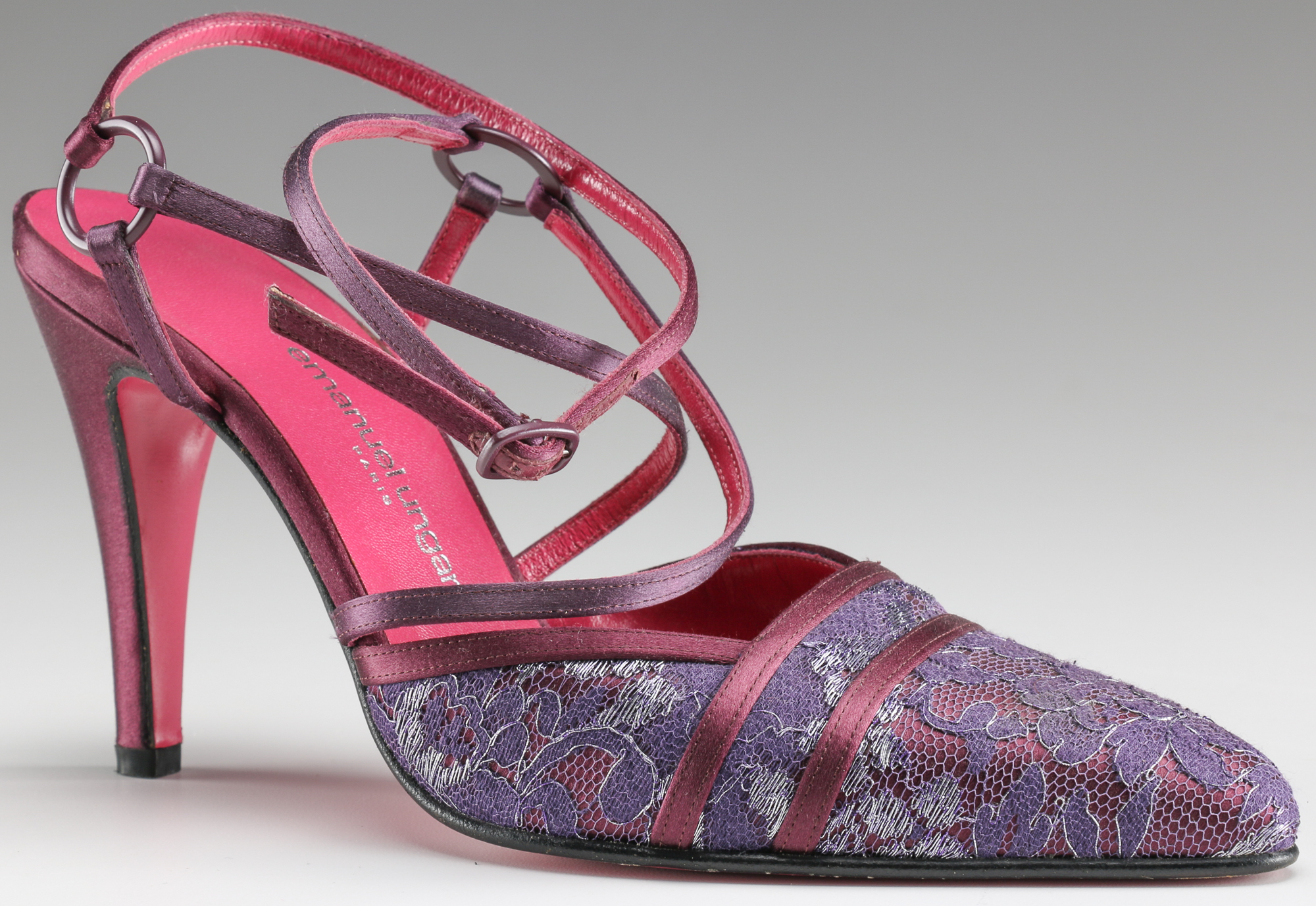 Pair of Emanuel Ungaro Burgundy Satin Pumps