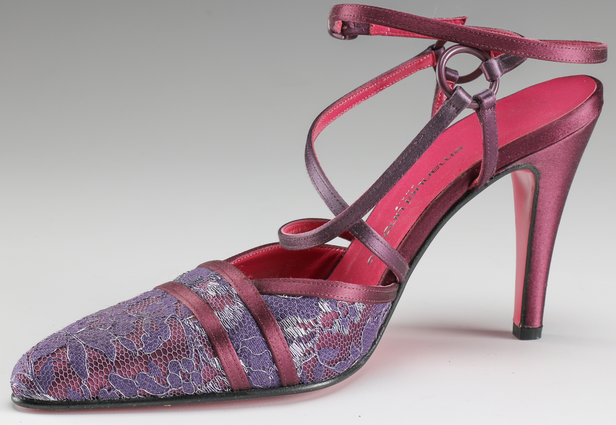 Pair of Emanuel Ungaro Burgundy Satin Pumps