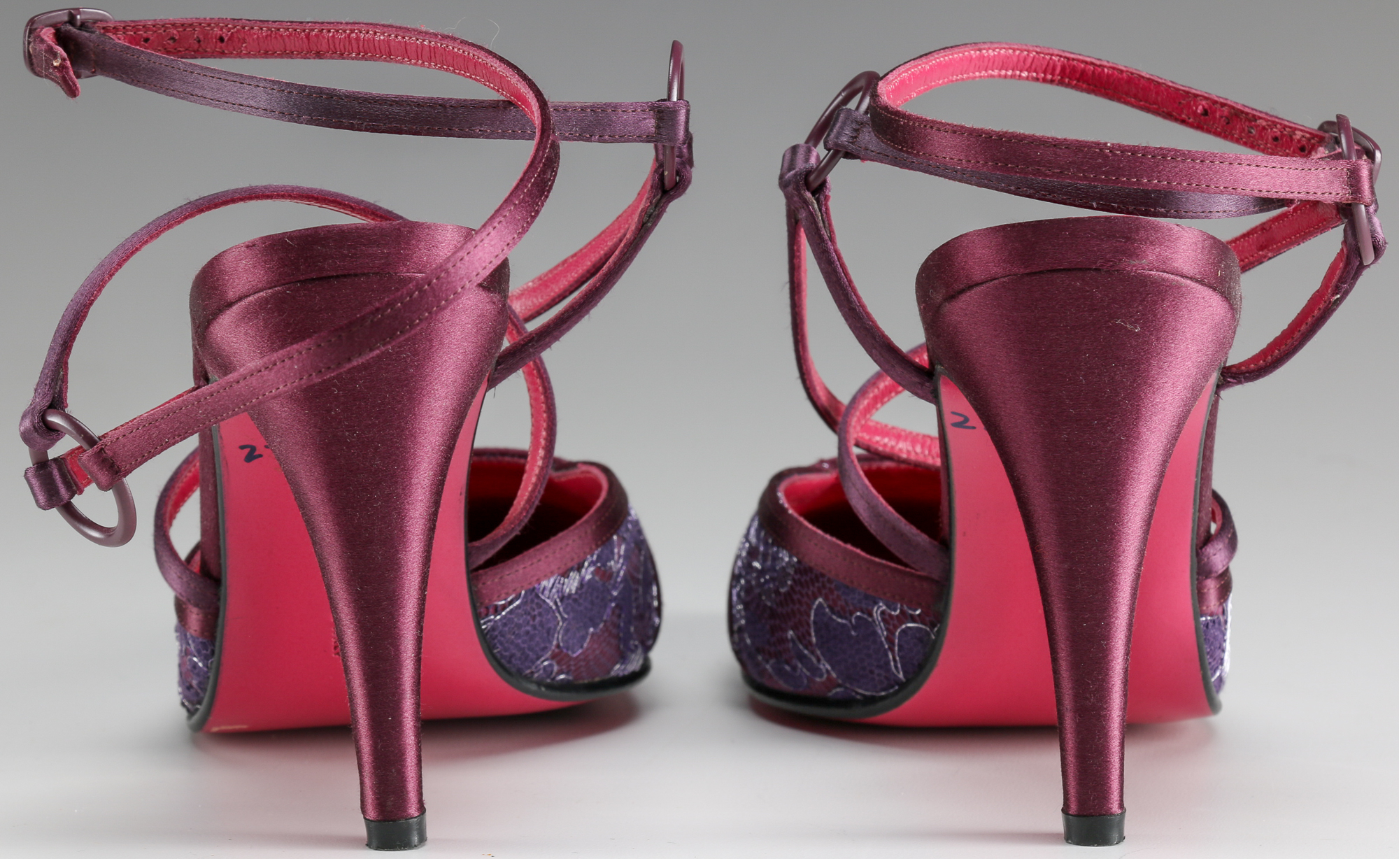 Pair of Emanuel Ungaro Burgundy Satin Pumps