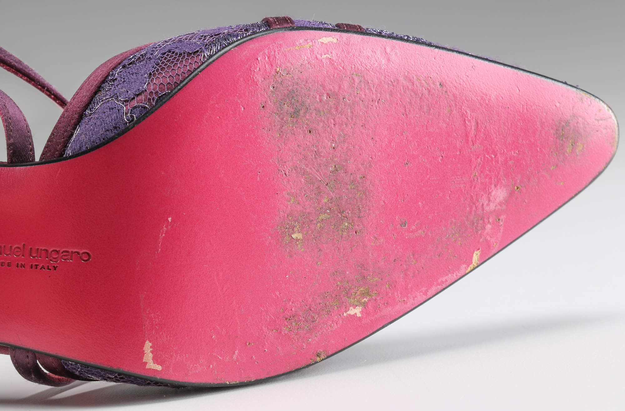 Pair of Emanuel Ungaro Burgundy Satin Pumps