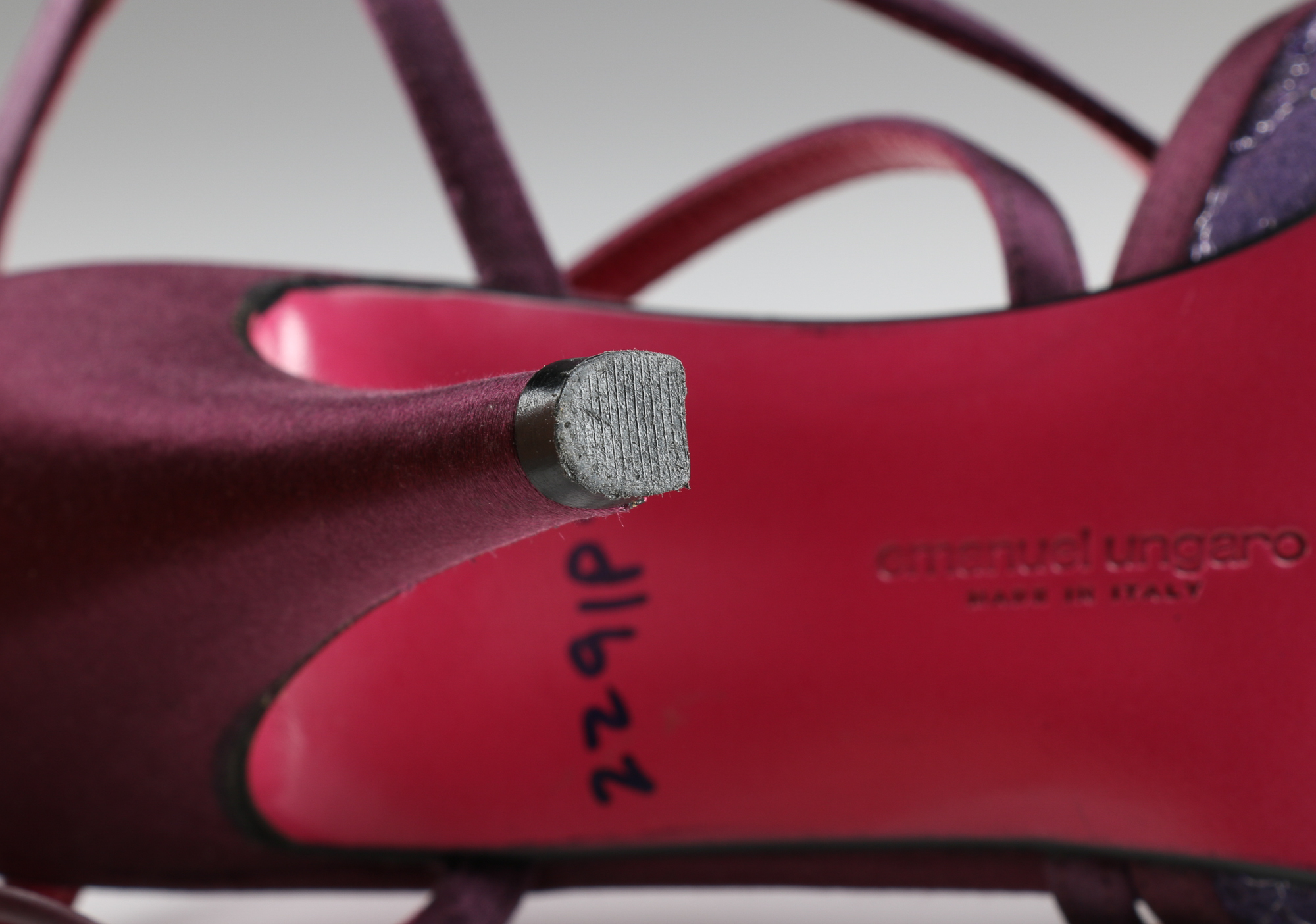 Pair of Emanuel Ungaro Burgundy Satin Pumps