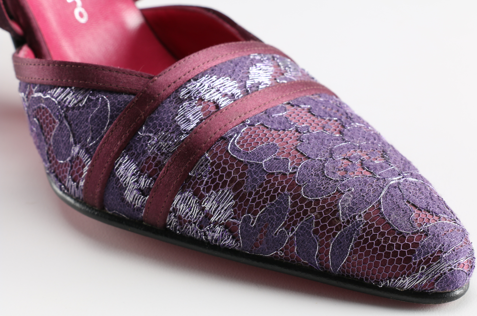 Pair of Emanuel Ungaro Burgundy Satin Pumps