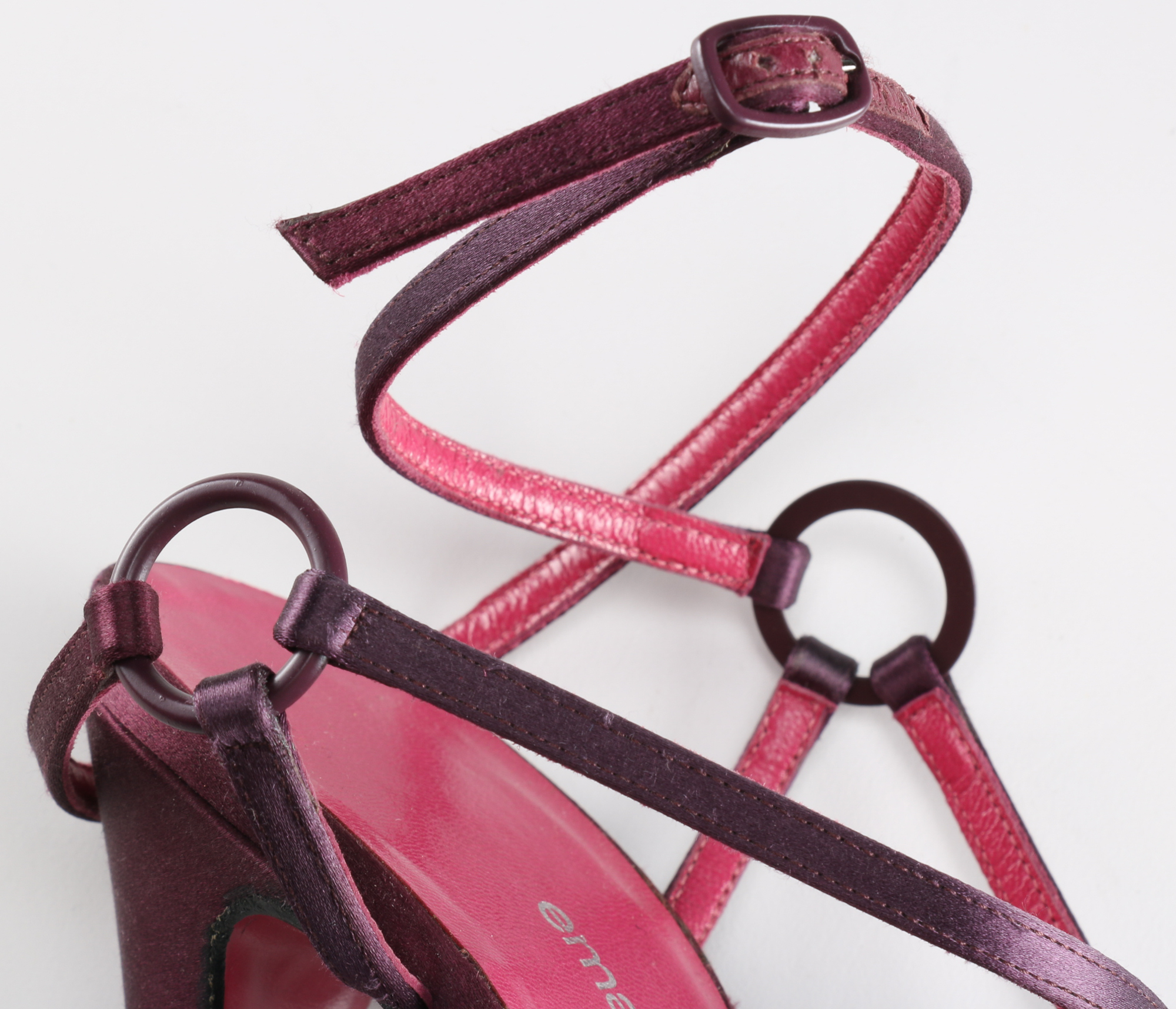 Pair of Emanuel Ungaro Burgundy Satin Pumps