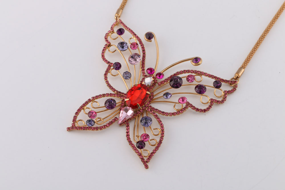 Gold Toned Butterfly Necklace