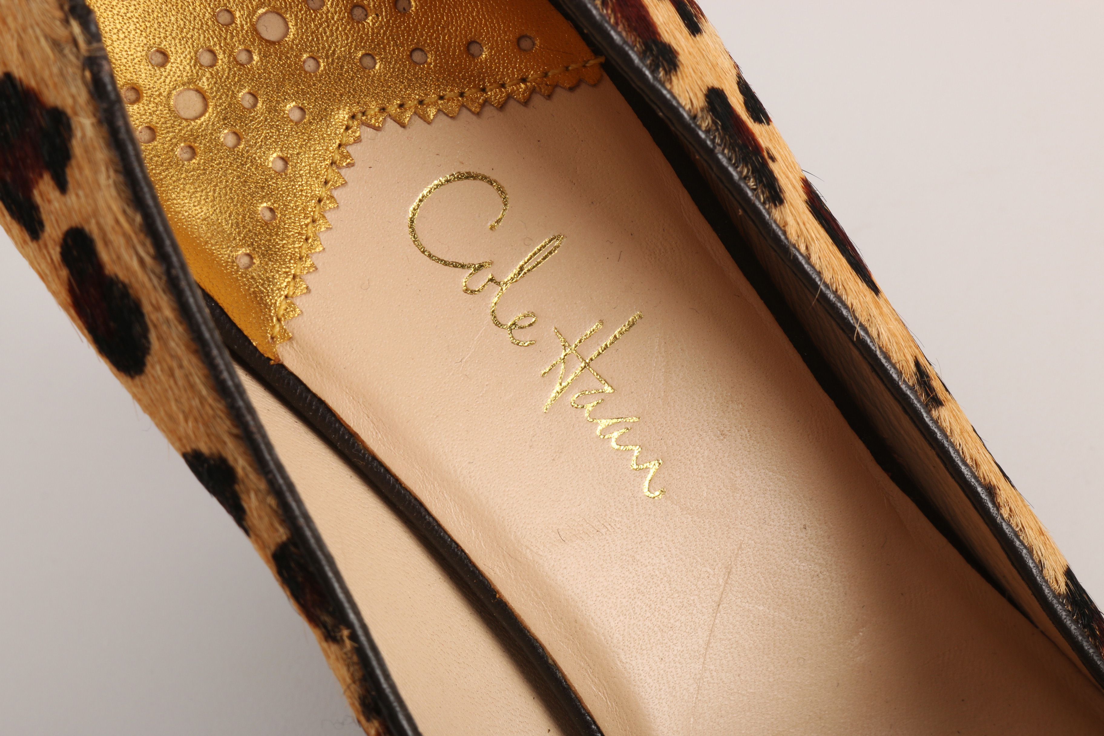 Pair of Cole Haan Leopard Print Calf Hair Pumps