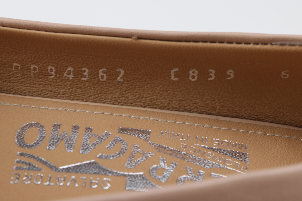 Pair of Women's Ferragamo Blush Leather Pumps