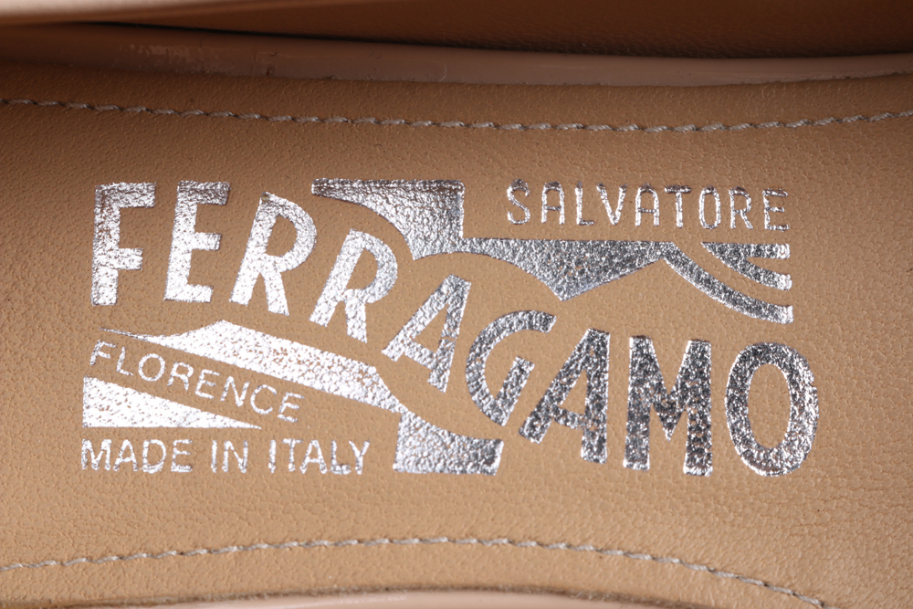 Pair of Women's Ferragamo Blush Leather Pumps