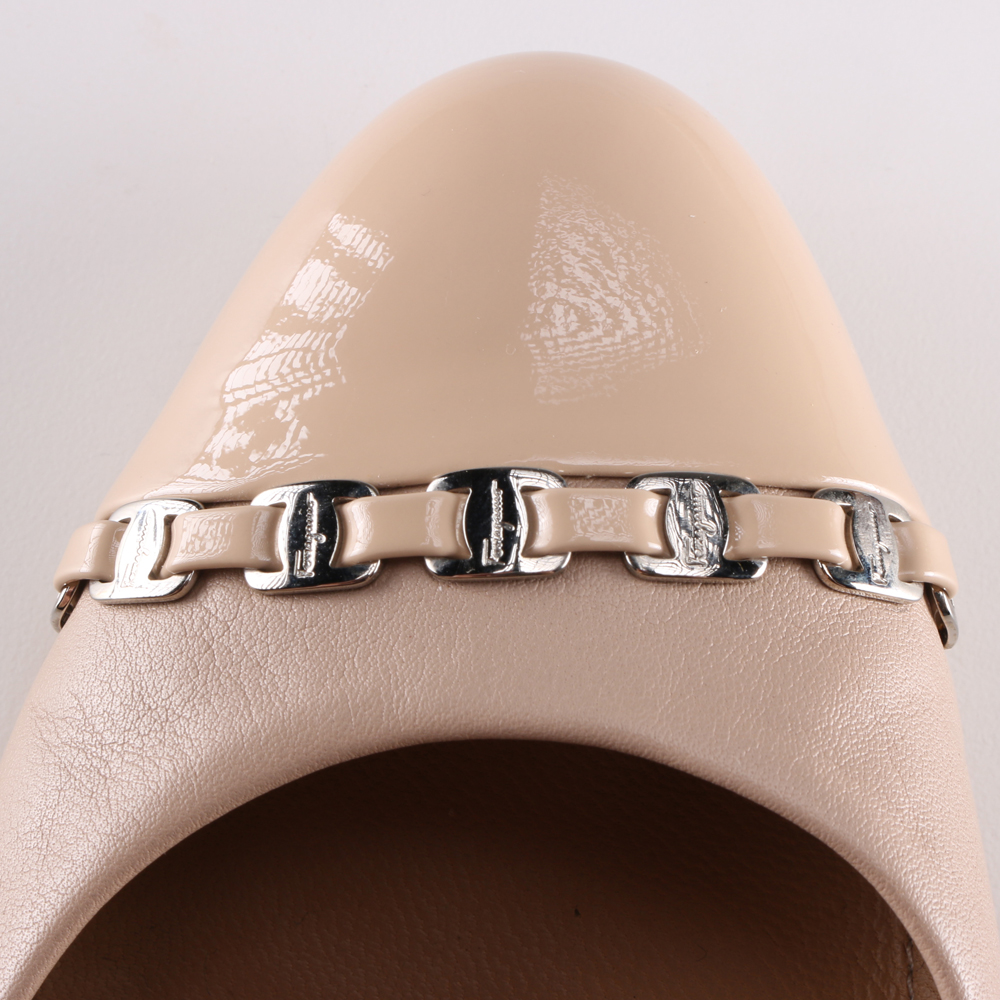 Pair of Women's Ferragamo Blush Leather Pumps