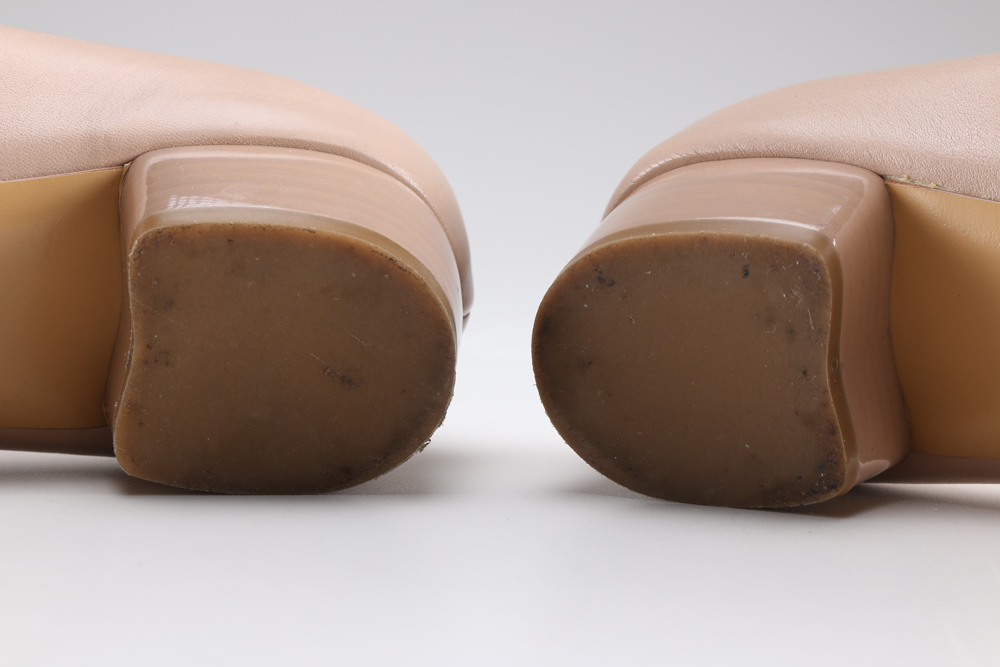 Pair of Women's Ferragamo Blush Leather Pumps