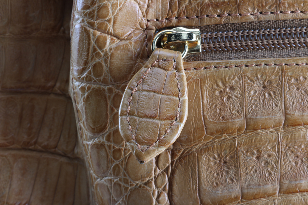 Ellen Kramer Tan Crocodile Skin Handbag