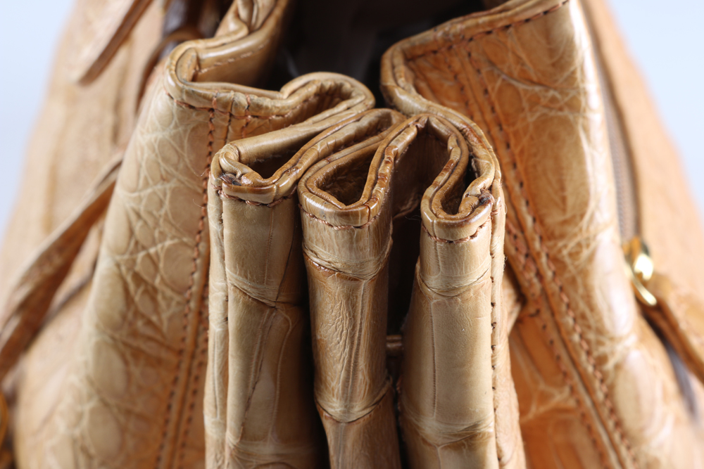 Ellen Kramer Tan Crocodile Skin Handbag