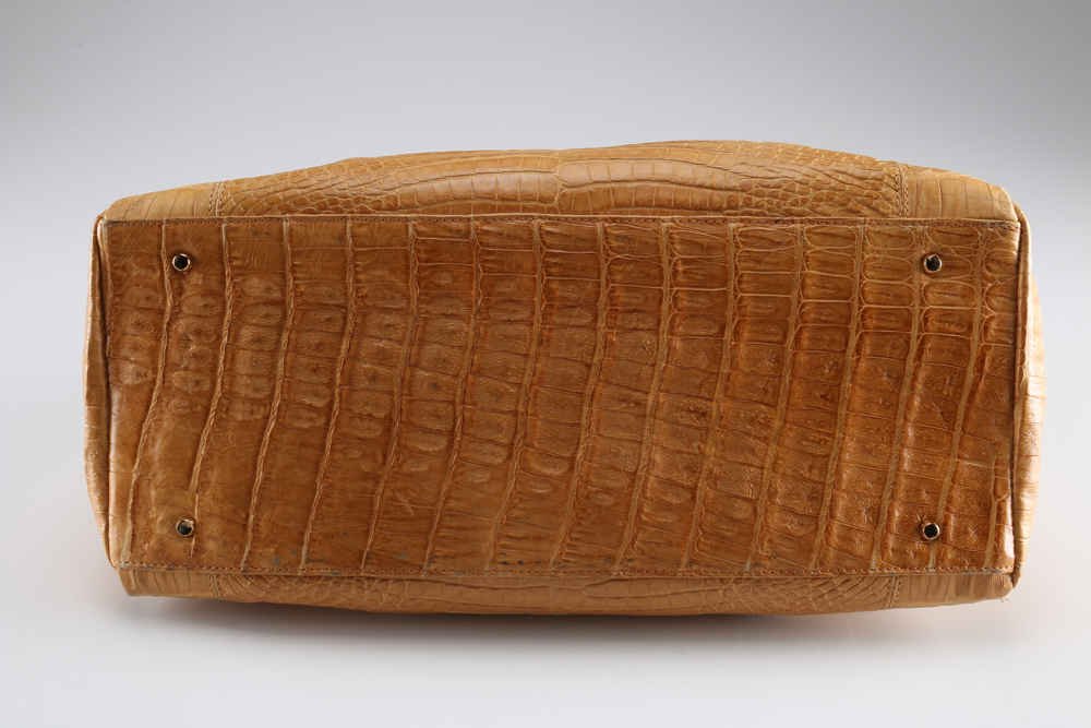 Ellen Kramer Tan Crocodile Skin Handbag