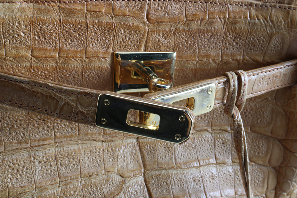 Ellen Kramer Tan Crocodile Skin Handbag