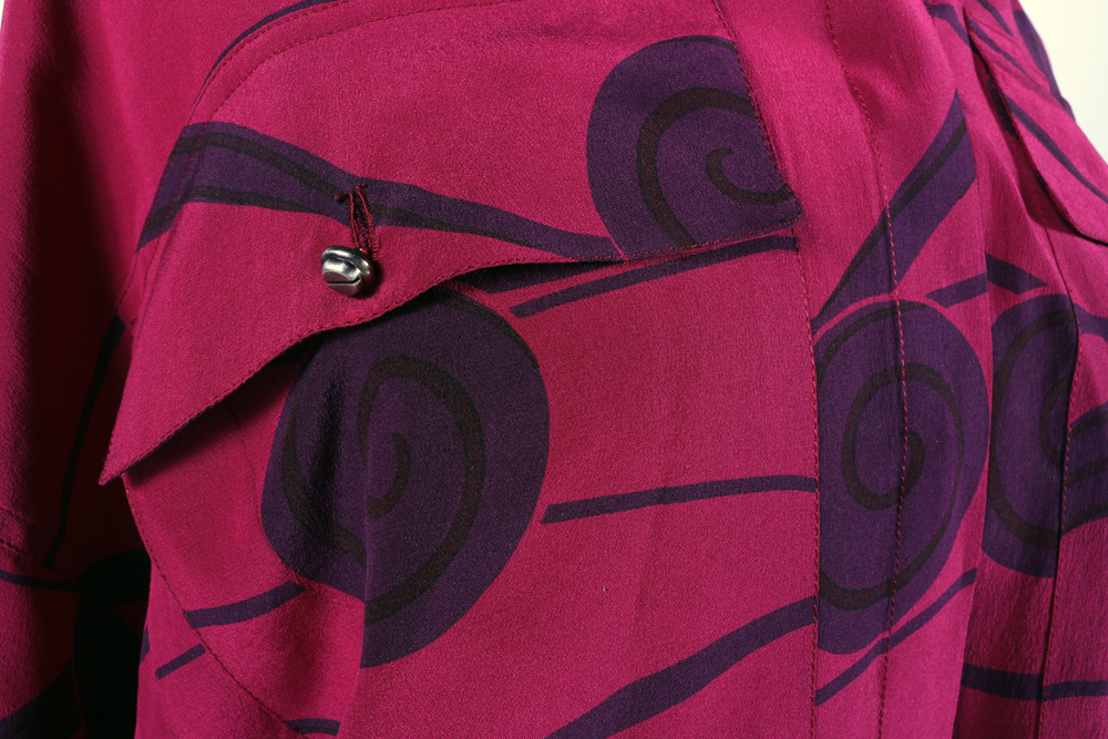 Vintage Gianni Versace Abstract Printed Silk Blouse