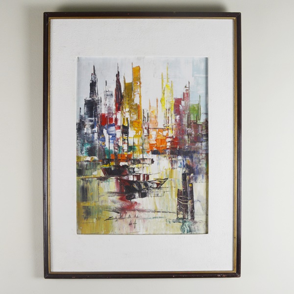 Enrico Zablan Original Abstract Oil Painting of Manila Bay