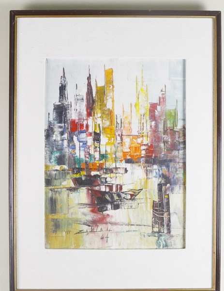 Enrico Zablan Original Abstract Oil Painting of Manila Bay