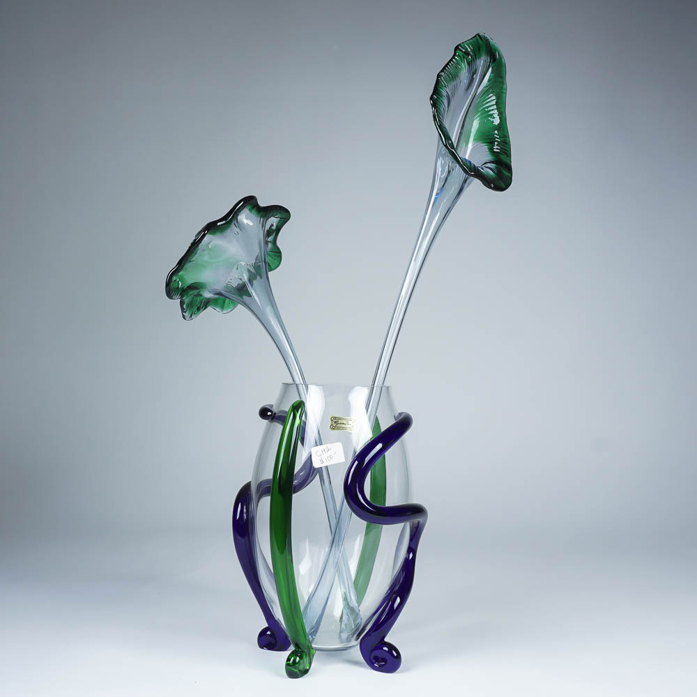 Egermann Crystal Vase and Flowers
