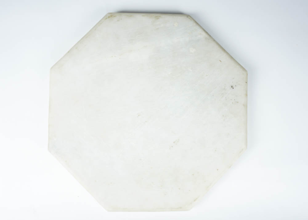 White Marble Pietra Dura Slab with Lapis Lazuli, Mother of Pearl, Malachite and Orange Agate Inlay