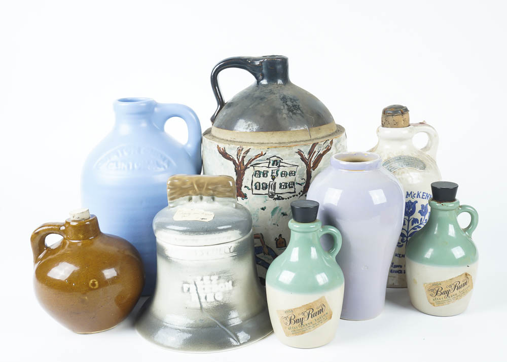 Collection of Stoneware Decanters