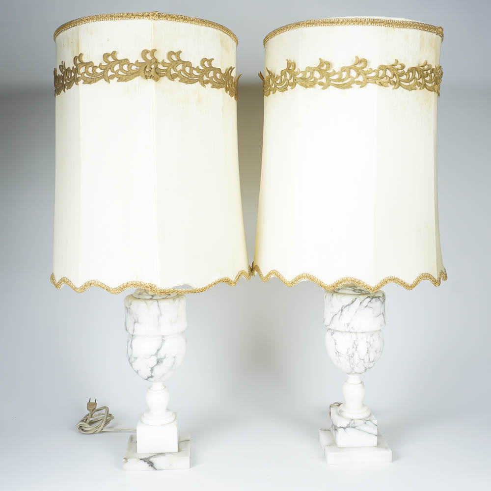 Vintage Marble Lamp Pair