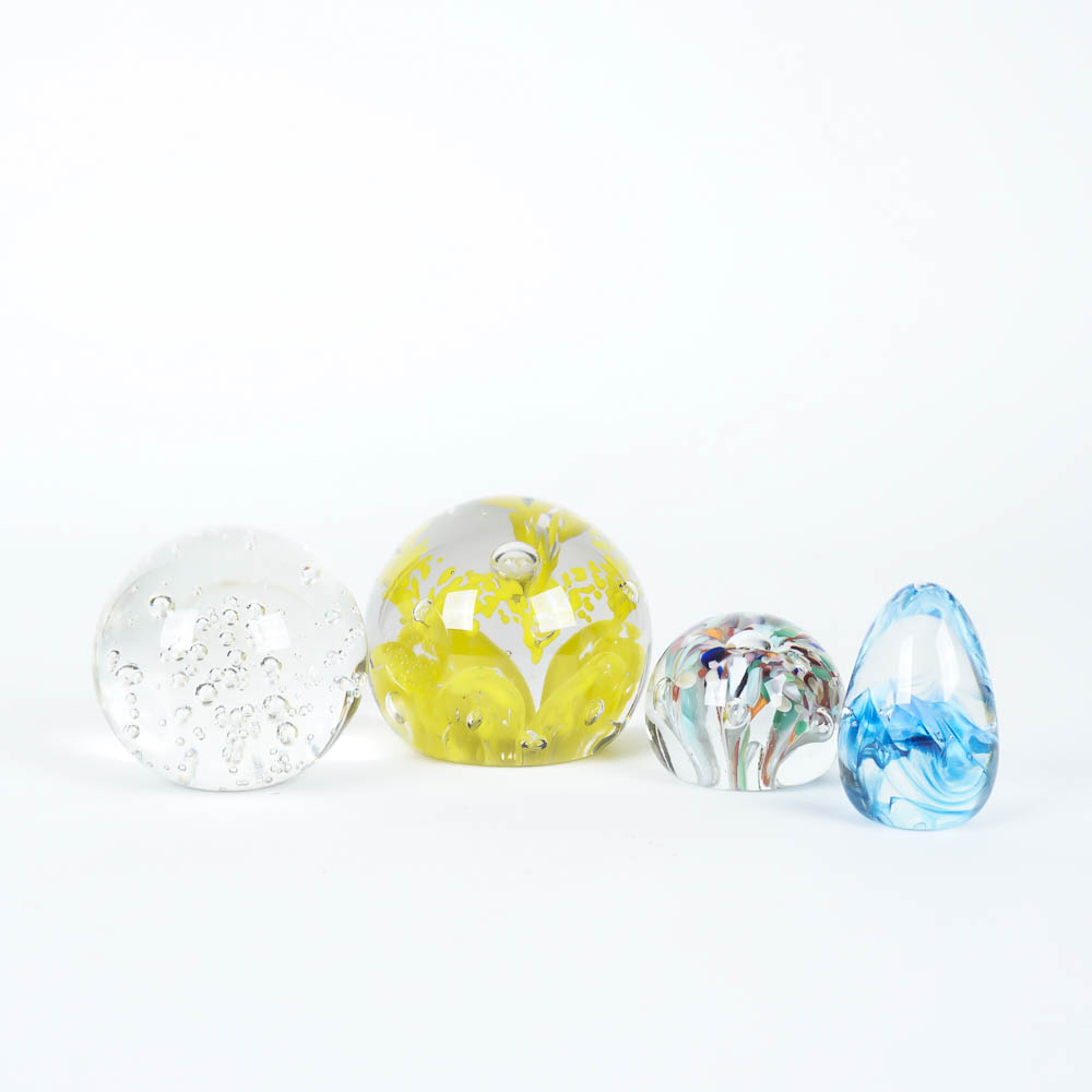 Handblown Glass Paperweights Including Zimmerman