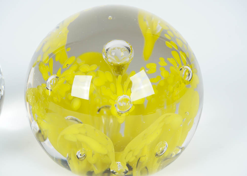 Handblown Glass Paperweights Including Zimmerman