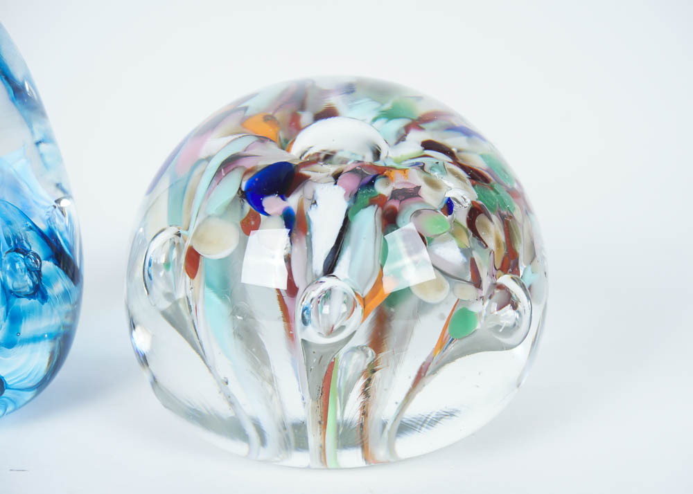 Handblown Glass Paperweights Including Zimmerman
