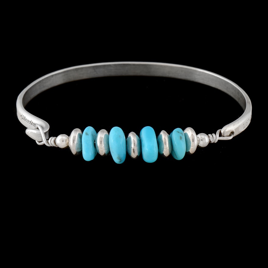 Wenona Southwestern Native American Sterling Silver and Turquoise Bracelet