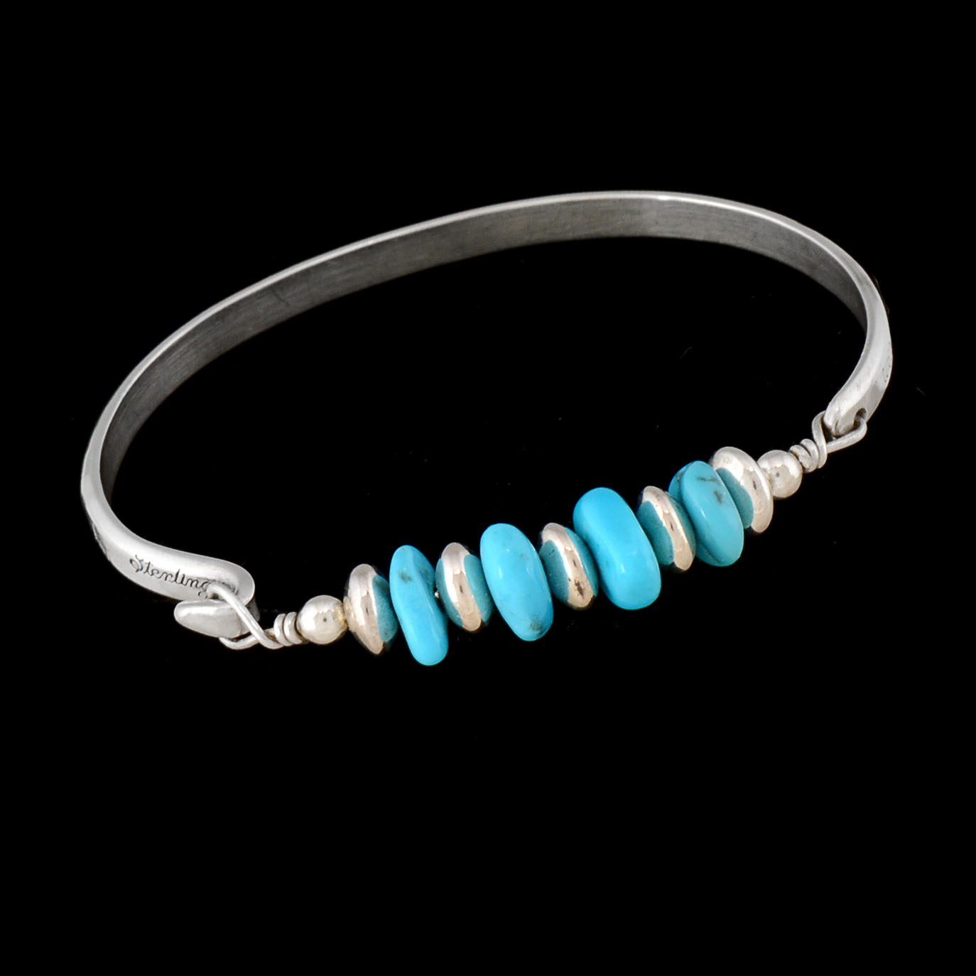 Wenona Southwestern Native American Sterling Silver and Turquoise Bracelet